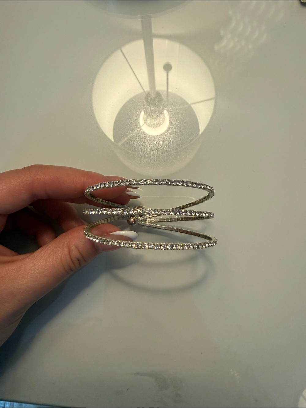 Crystal-Embellished Silver-Tone Multi-Band Cuff Bracelet